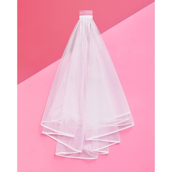 Women's White Silk Bridal Veil For Bachelorette Party Decorations Bridal Shower - Picture 2 of 8